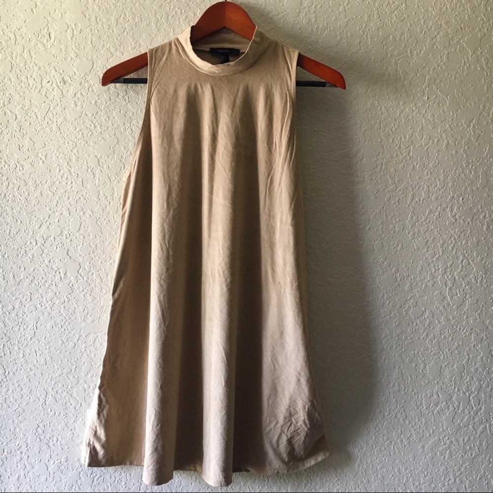 Sleeveless Turtleneck Suede Dress